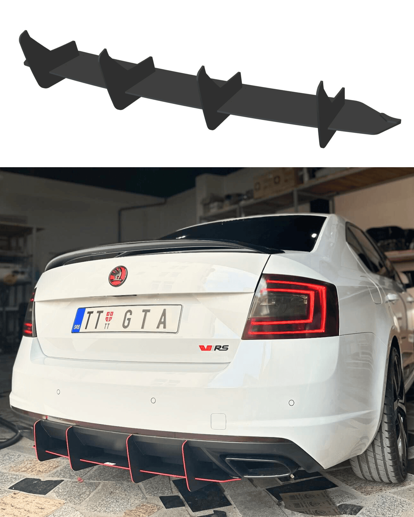 Skoda Octavia VRS Mk3 / Mk3 FL Hatchback / Estate Rear Diffuser - SOLAR DESIGN