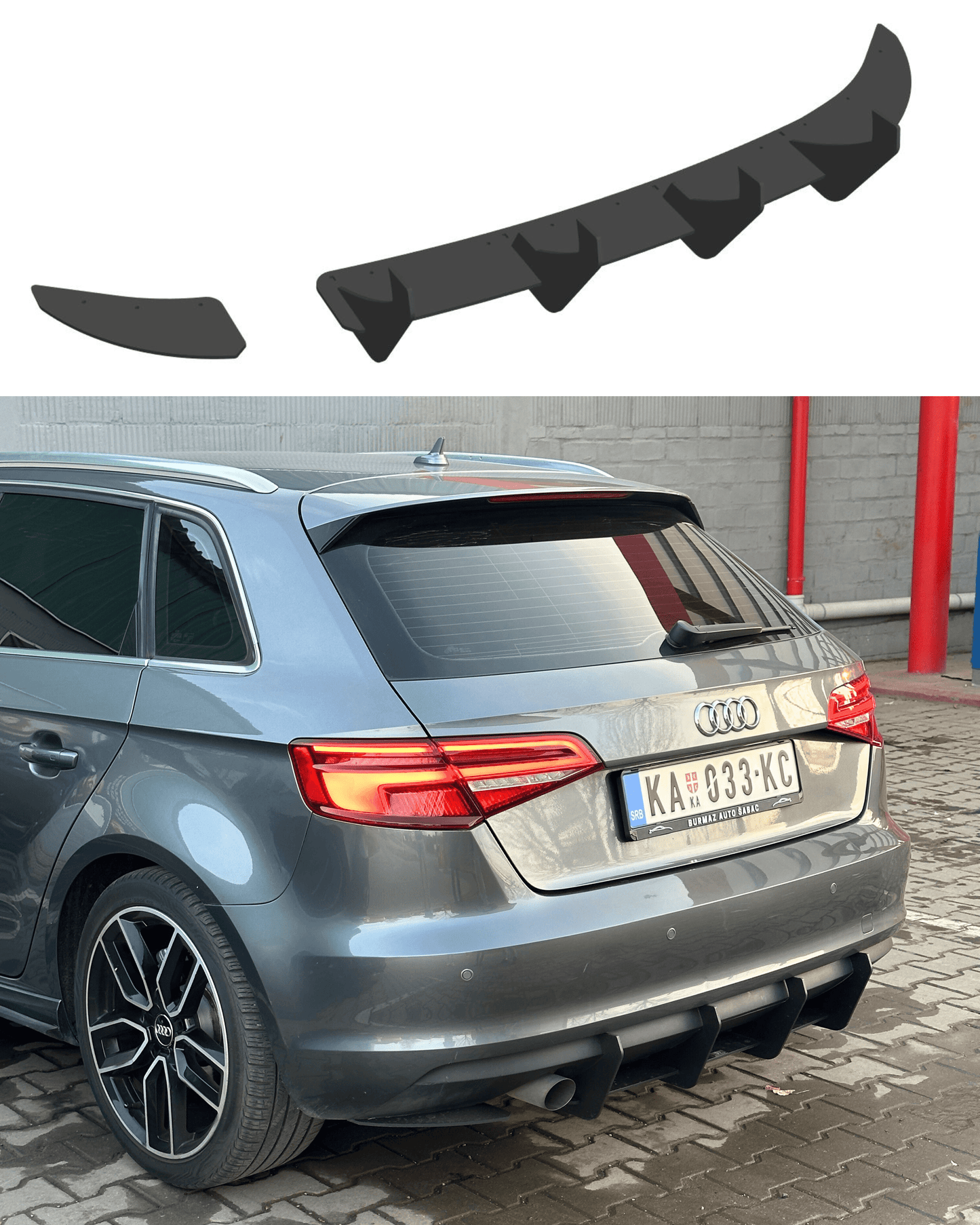 Audi A3 8V Sportback Rear Diffuser (2013-2016) - SOLAR DESIGN