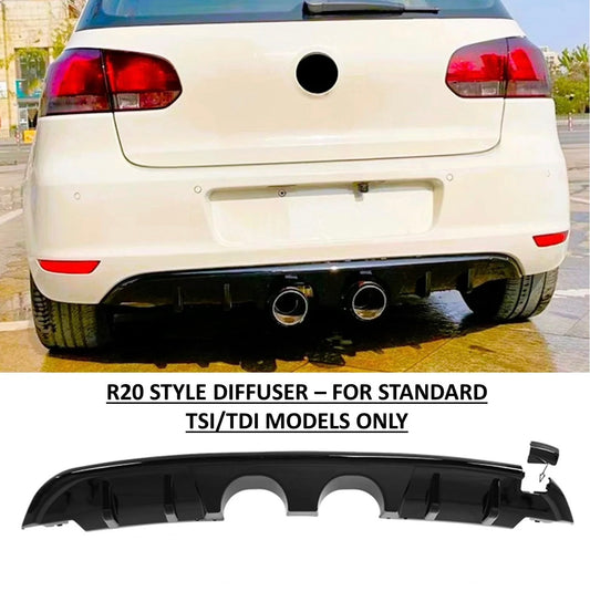 Volkswagen Golf MK6 R20 Style Gloss Black Rear Diffuser