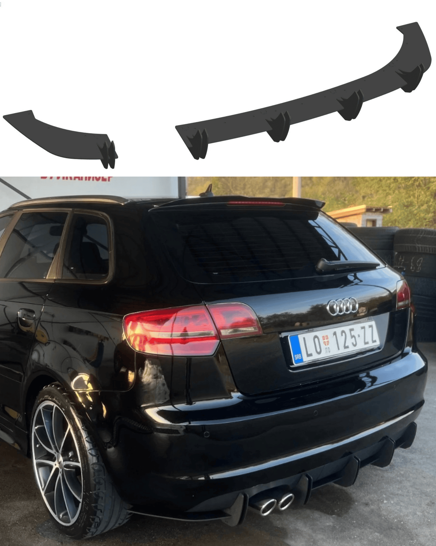 Audi A3 8P Facelift Rear Diffuser - SOLAR DESIGN