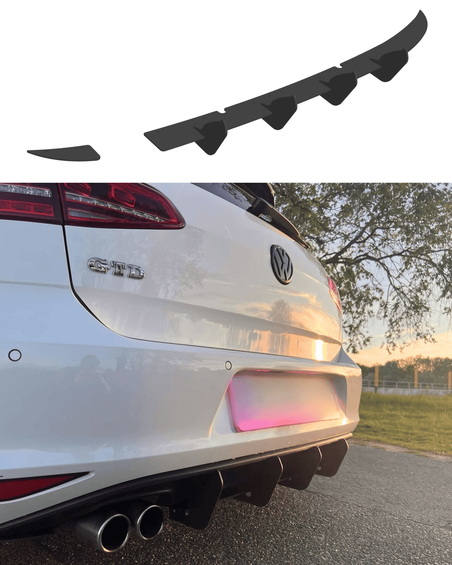 Volkswagen Golf 7 TSI/TDI/GTD Rear Diffuser (for left-side dual exhaust) - SOLAR DESIGN