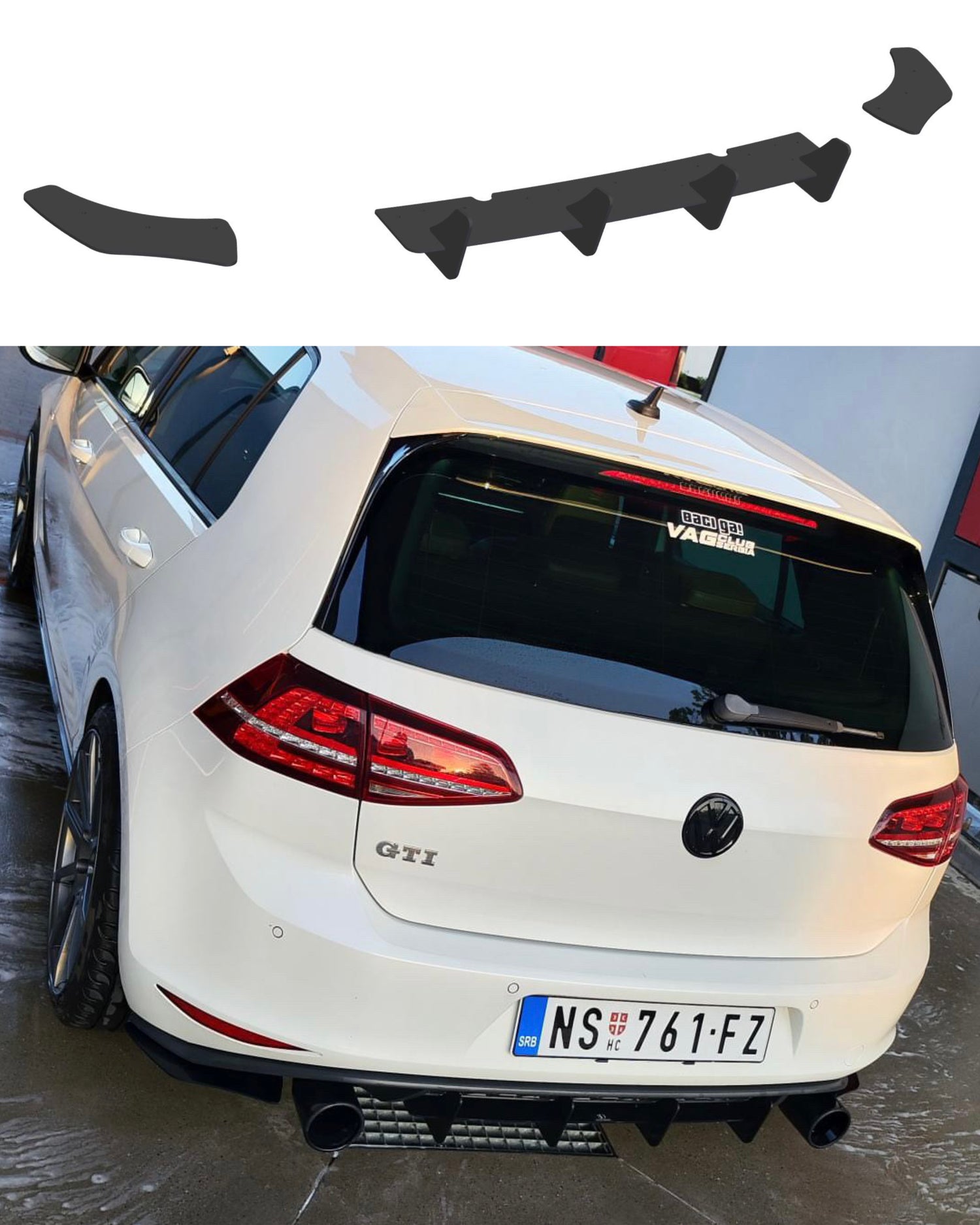 Volkswagen Golf 7 GTI Rear Diffuser Pre-Facelift (2013-2016) - SOLAR DESIGN