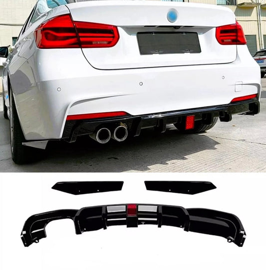 BMW 3 Series F30 F31 Rear Diffuser Twin Exit With F1 Light (2011-2019) Gloss Black