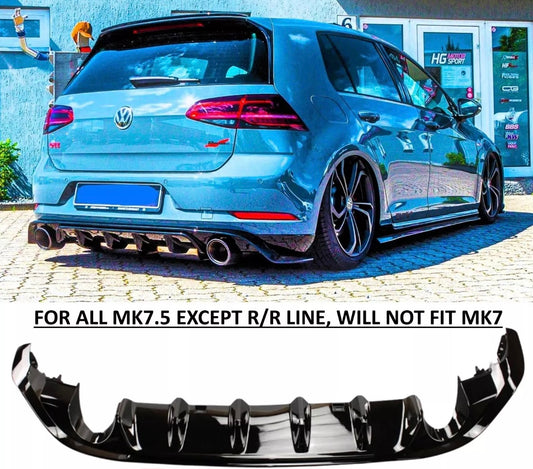 VW Golf MK7.5 GTI GTD Rear Diffuser (2016-2020) TCR Style Gloss Black